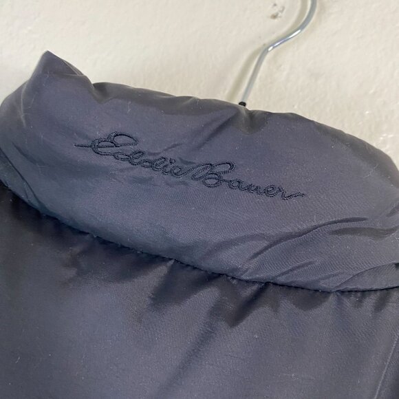 Eddie Bauer Black Down Quilted Vest Men Size Large Nylon Goose Down Lightweight - Picture 13 of 16